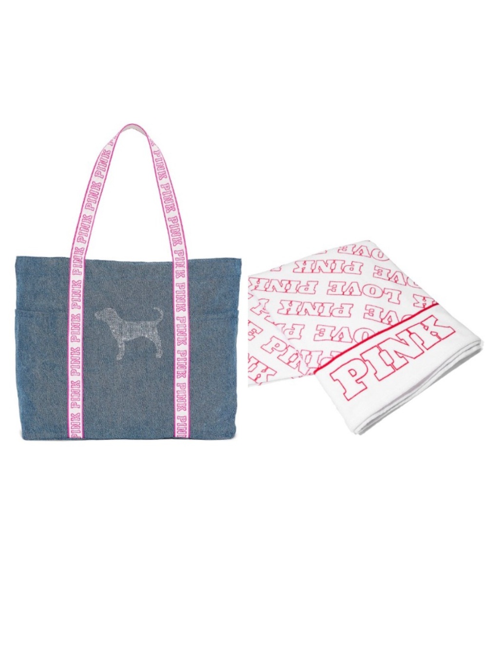 PINK Victoria’s Secret Denim Tote and Towel